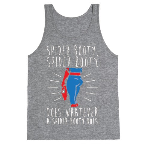 Spider Booty Parody White Print Tank Top